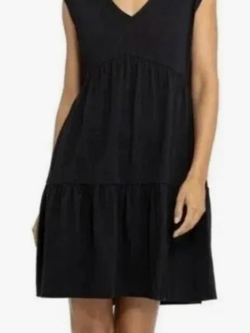 Social Standard by Sanctuary Black Babydoll Mini Dress - Tiered Swing - L